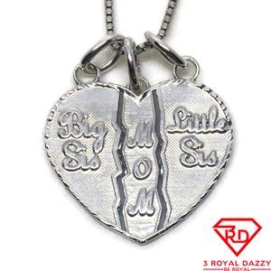 Heart Love mom and sis Pendant 925 Sterling Silver